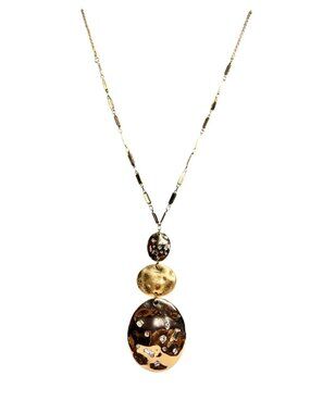Carol Dauplaise Gold Tone Cable Chain Necklace With Large Chunky Pendant (6303)